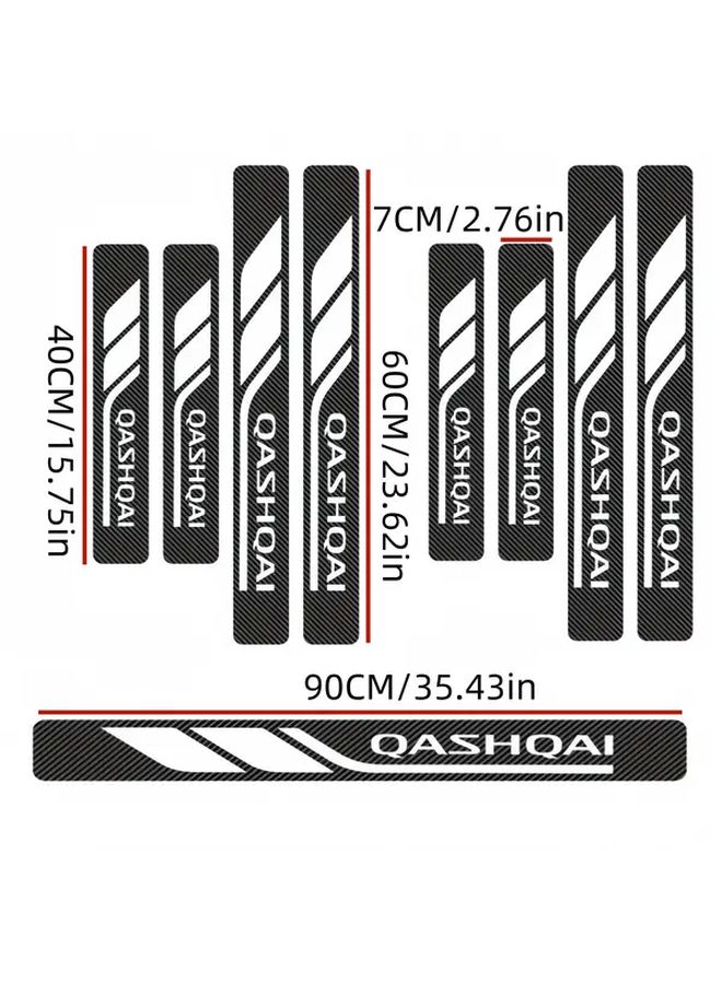 9 Pieces Carbon Fiber Scratch Resistant Car Threshold Stickers For Nissan X Trail 2010 2011 2018 2020 - Image 1