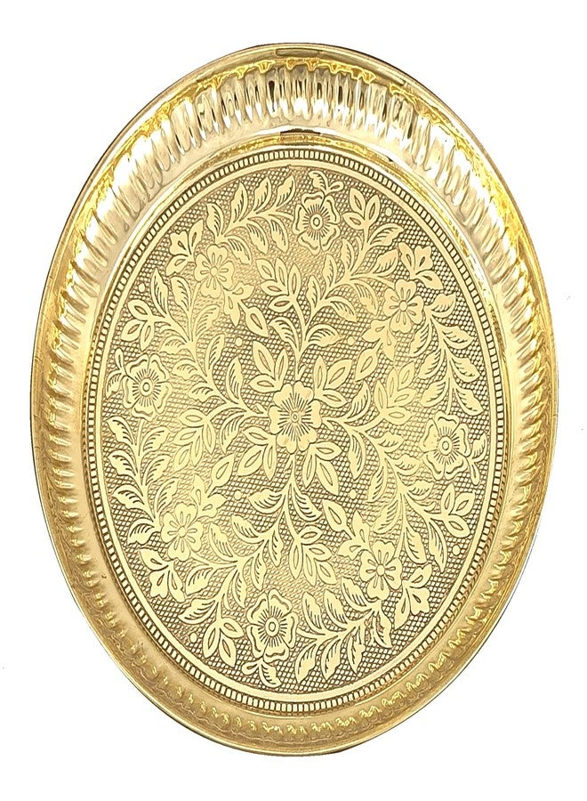 NOBILITY 10 Inch Brass Pooja Plate Pital Puja Set Arti Thali Traditional Handcrafted for Home Office Mandir Wedding Return Gift Items - Image 2