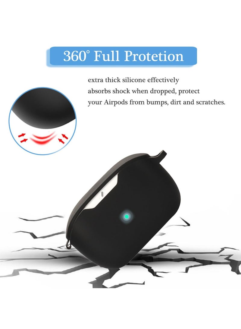 Silicone Case for JBL Wave Buds 2 Wireless Earbuds Protective Cover with Carabiner (Black) - Image 5