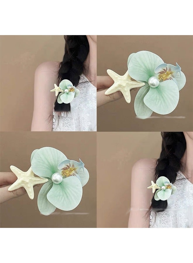 Women's Flower Hairpins Artificial Phalaenopsis Orchid Starfish Hairpins Spring and Summer Hairpins Flower Hair Accessories - Image 3