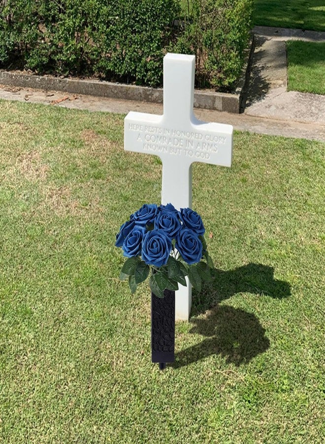 Bocola Cemetery Artificial Flower Vase with Foam for Grave Decorations 2 Headstones Fake Floral Holder with Spike Outdoor Tombstone Markers Memorials - Image 2
