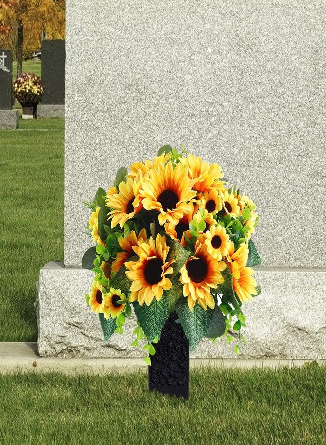 Bocola Cemetery Artificial Flower Vase with Foam for Grave Decorations 2 Headstones Fake Floral Holder with Spike Outdoor Tombstone Markers Memorials - Image 4