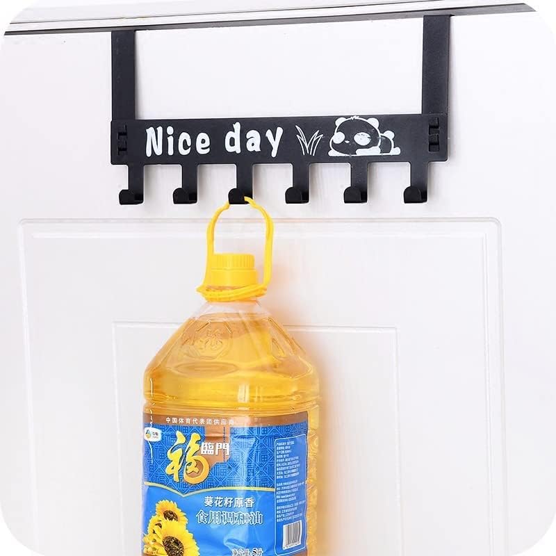 Vajin HeavyDuty Over Door Hook Carben Steel Nice Day Print Hook Cloth Hanger for Door Removable Door Hook Towel Hanger Bathroom Door Black 6 Hooks Pack of 1 - Image 3