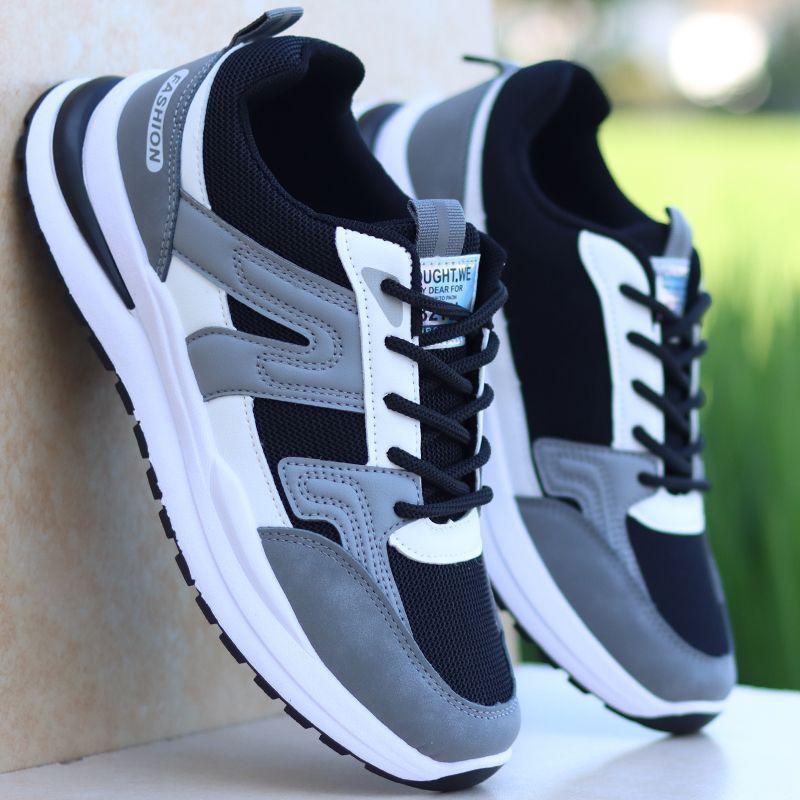 Generic Spring and Summer New White Shoes Mens Korean Style Fashionable All-match sneaker Sneakers Lightweight Mens Casual Shoes for Men 2232-Black-D 