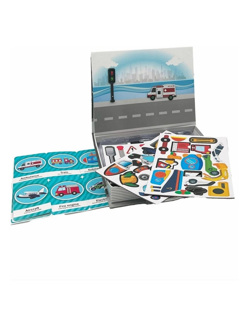 لعبة بزل المواصلات المغناطيسية للأطفال – 59 قطعة – لعبة تعليمية ممتعة