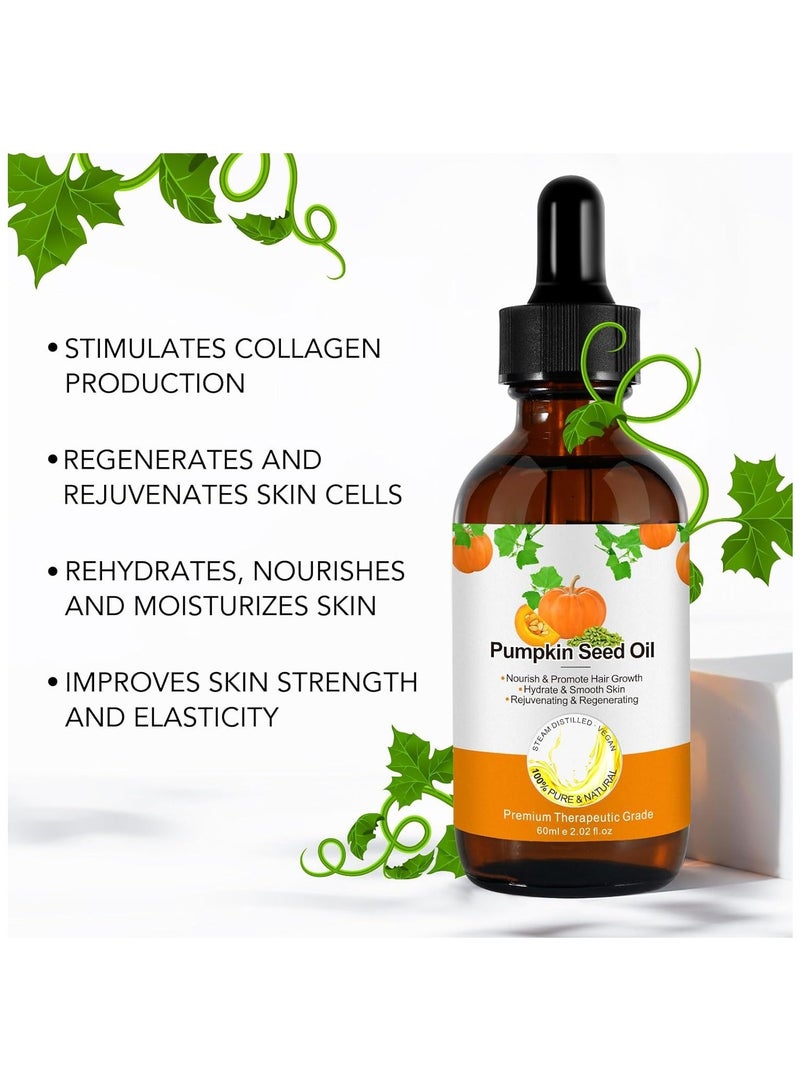 ALIVER Hair Grow Oil 60ml, Pumpkin Seed Oil Serum for Hair Growth , Carrier Oil for Face Nails Body Skin, Ideal for Aromatherapy and Massage Base Oil - Image 3