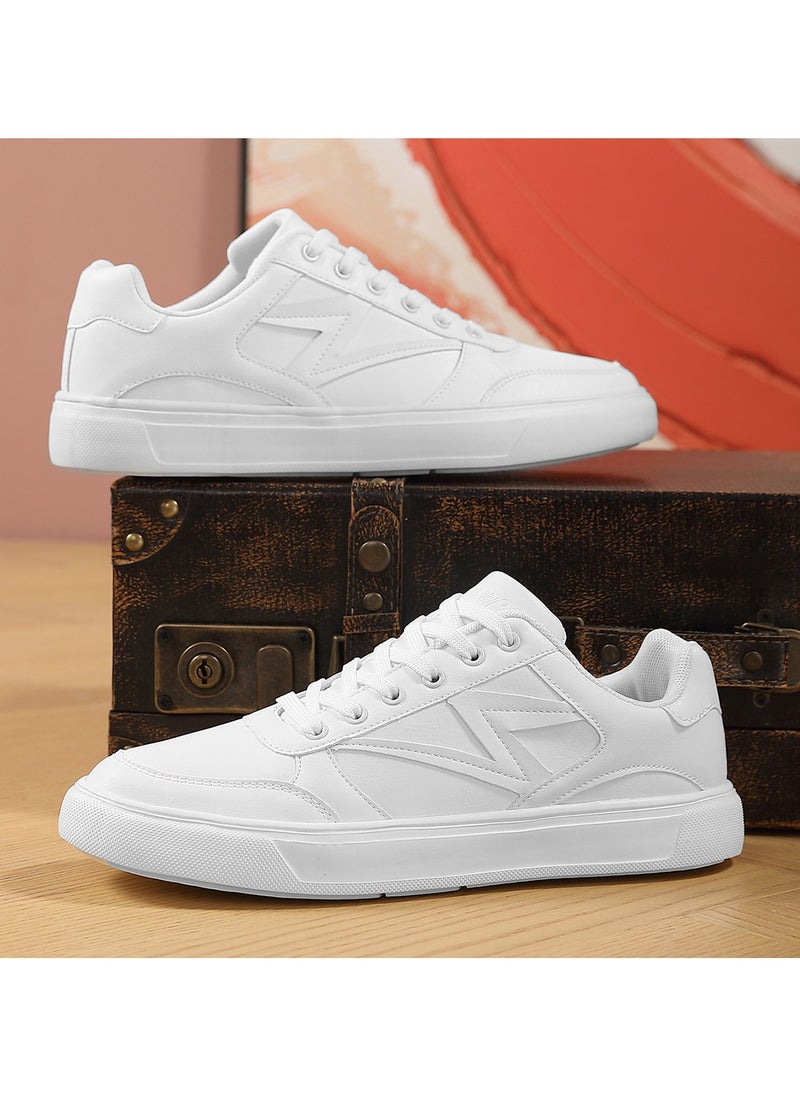 Sky View - Athlesiure Men's Classic Low Top Shoes Fashion Sneaker with Soft Insole Causal Dress Shoes for Men Comfortable Walking Skate Shoes White - Image 1