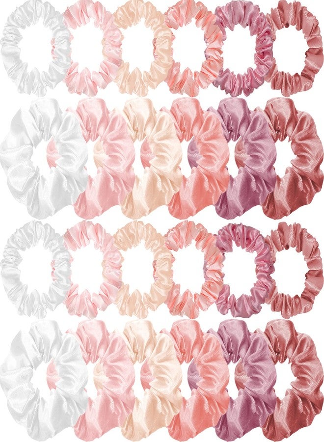 WILLBOND 24 Pieces Satin Hair Scrunchies Silk Elastic Hair Bands Skinny Hairs Ties Ropes Ponytail Holder for Women Girls Hairs Accessories Decorations (Plain Pattern,Gentle Colors) - Image 1