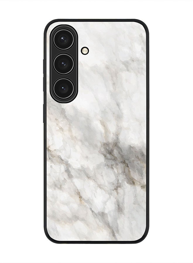 Rugged Black edge case for Samsung Galaxy S24, Slim fit Soft Case Flexible Anti Drop TPU Gel Thin Cover- Marble Print Beige Grey