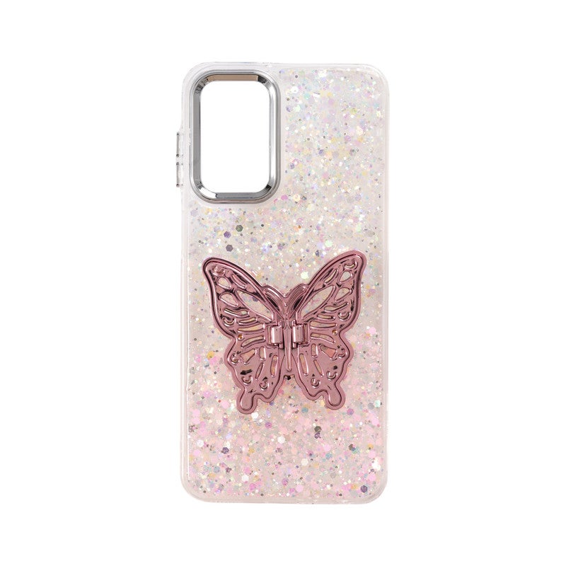 Back Cover Compatible With Samsung A15,  Hard Cover With Soft Edges, Colored Glitter And Camera Protection - Pink