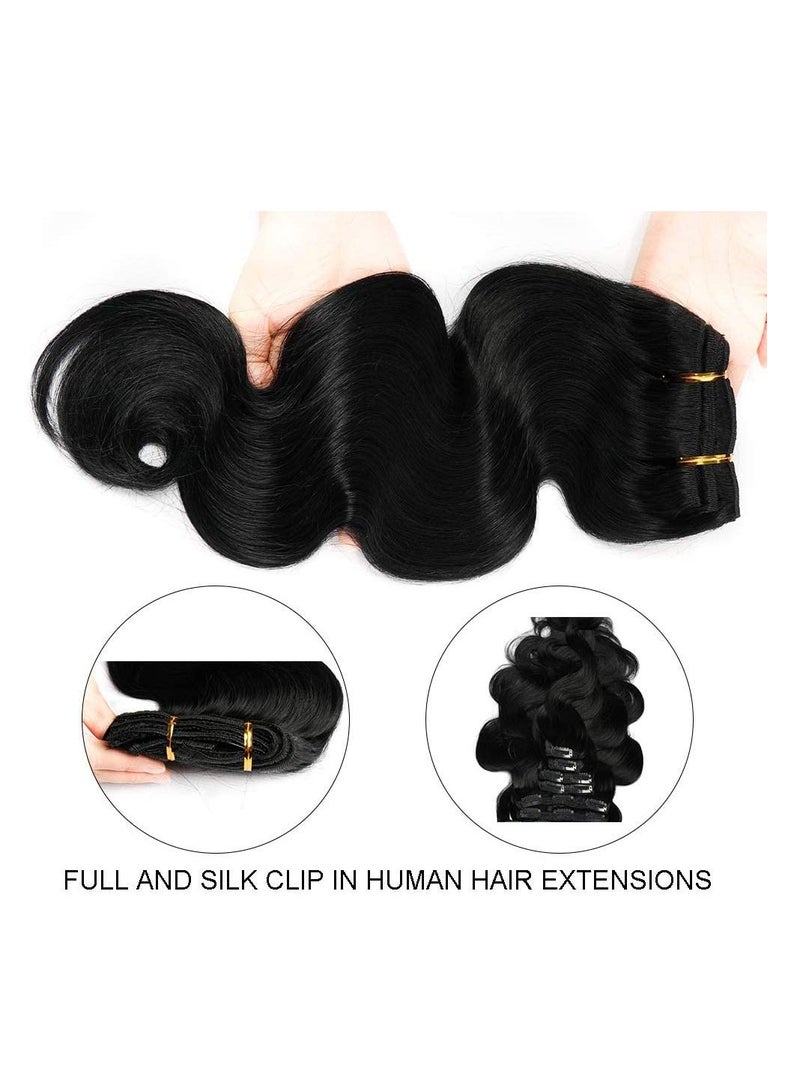 Estelle Clip in Remy Human Hair Extensions for Woman, Body Wave 100g ,7 Pieces ,16 Clips (Dark Brown) - Image 3