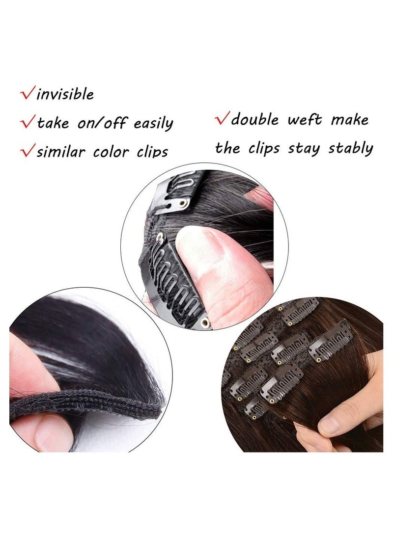 Estelle Clip in Remy Human Hair Extensions for Woman, Body Wave 100g ,7 Pieces ,16 Clips (Dark Brown) - Image 2