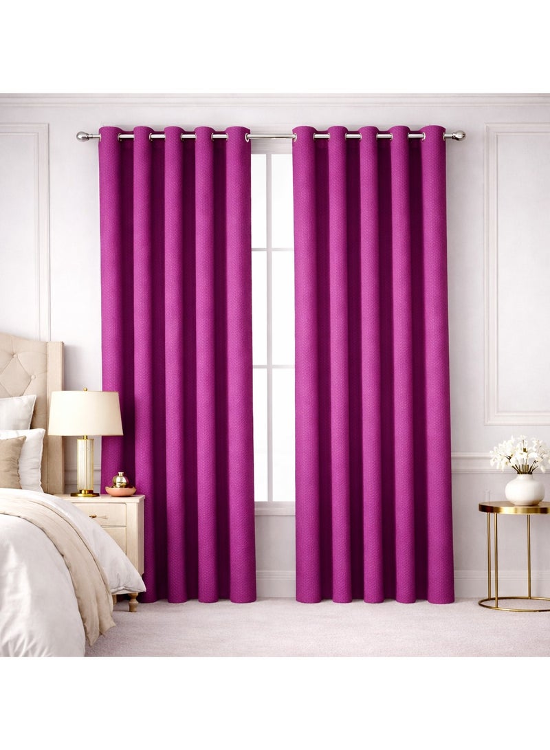 Bliss Casa Embossed Blackout Curtain Panels 140×240 cm – Thermal Insulated, Noise Reducing, Light & UV Blocking Grommet Drapes for Bedroom & Living Room, 2-Panels, (Bright Plum) - Image 1