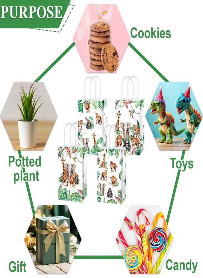 CHUNNIN 24Pcs Jungle Birthday Party Favor Bags Safari Animals Themed Party Decorations Jungle Wild Theme Treat Bags Zoo Animals Gift Goodie Bag for Forest Wildlife Animal Gold Safari Zoo Birthday Supplies - Image 3