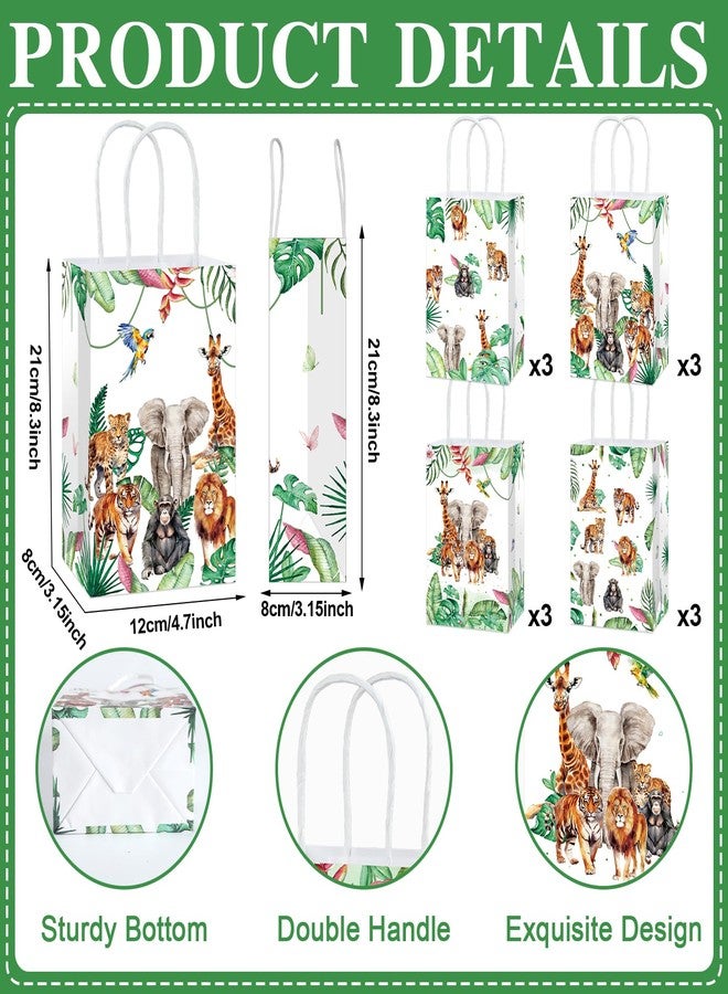 CHUNNIN 24Pcs Jungle Birthday Party Favor Bags Safari Animals Themed Party Decorations Jungle Wild Theme Treat Bags Zoo Animals Gift Goodie Bag for Forest Wildlife Animal Gold Safari Zoo Birthday Supplies - Image 2