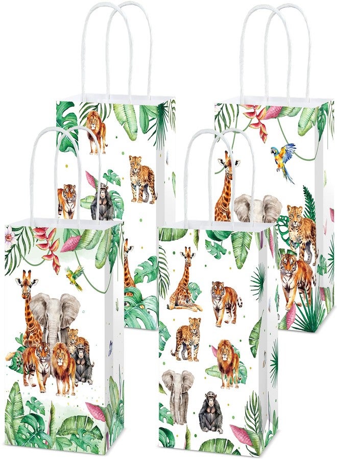 CHUNNIN 24Pcs Jungle Birthday Party Favor Bags Safari Animals Themed Party Decorations Jungle Wild Theme Treat Bags Zoo Animals Gift Goodie Bag for Forest Wildlife Animal Gold Safari Zoo Birthday Supplies - Image 1