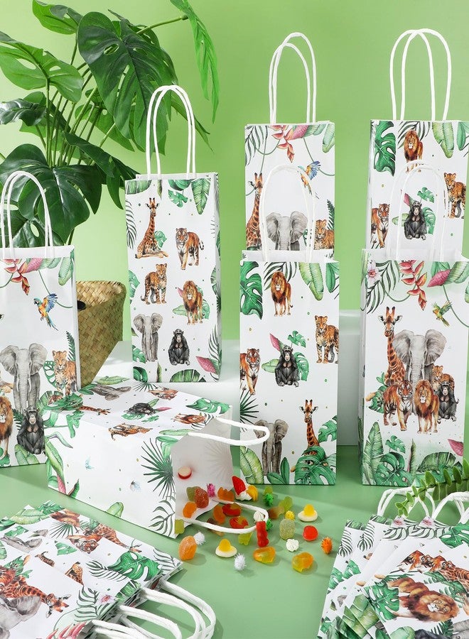 CHUNNIN 24Pcs Jungle Birthday Party Favor Bags Safari Animals Themed Party Decorations Jungle Wild Theme Treat Bags Zoo Animals Gift Goodie Bag for Forest Wildlife Animal Gold Safari Zoo Birthday Supplies - Image 4
