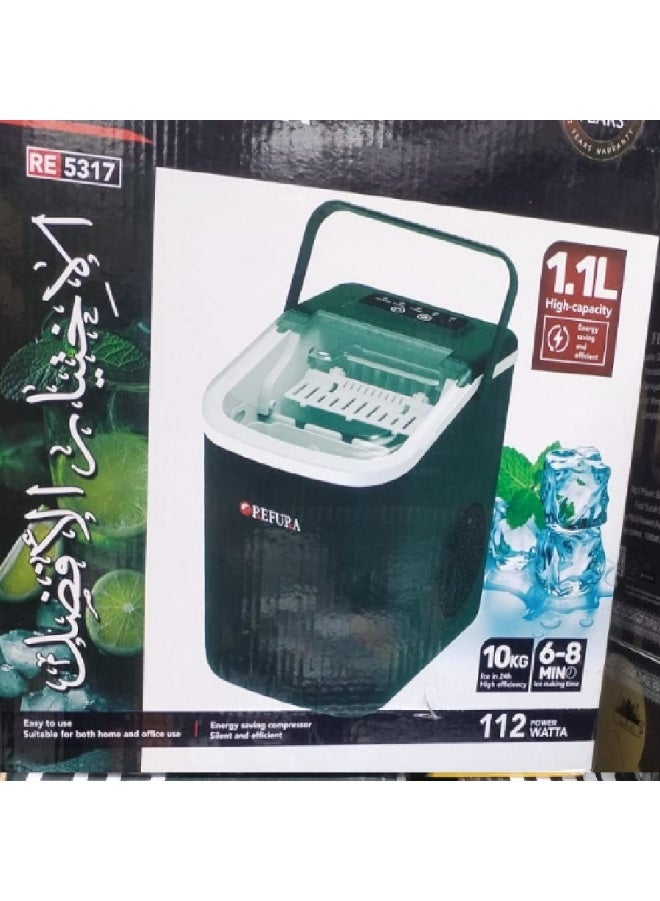 REFURA Countertop Ice Maker, 9 Cubes Ready in 6 Minutes, 12kg in 24 Hours, Self Cleaning Ice Maker with Ice Scoop and Basket, 2 Sizes Small Ice Cubes for Home Kitchen Office