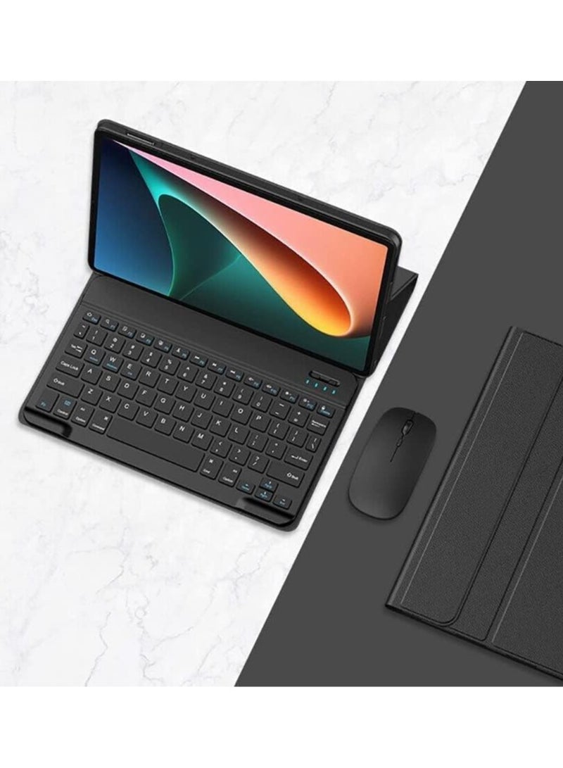 الغطاء المتوافق مع Lenovo Tab P12 12.7'' لعام 2023، يحتوي على لوحة مفاتيح عربية وإنجليزية قابلة للفصل ونحيفة، مغطاة بجلد ذكي وذاتي مع وجود فأرة لجهاز Tab P12 12.7 إنش.