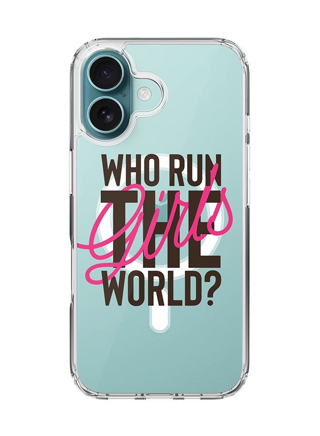 Stylizedd For iPhone 16 Case [Compatible with MagSafe] Slim Magnetic cover Clear Phone Case - Who run the world? - Image 1