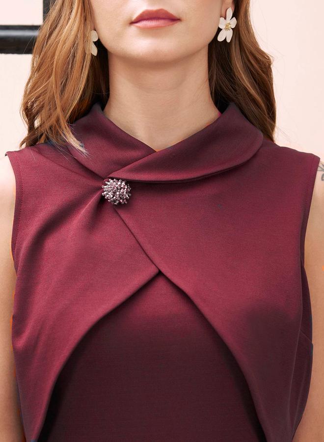 ميش فستان ماكسي بدون أكمام بتفاصيل ياقة ملفوفة من ستايلي - Image 2