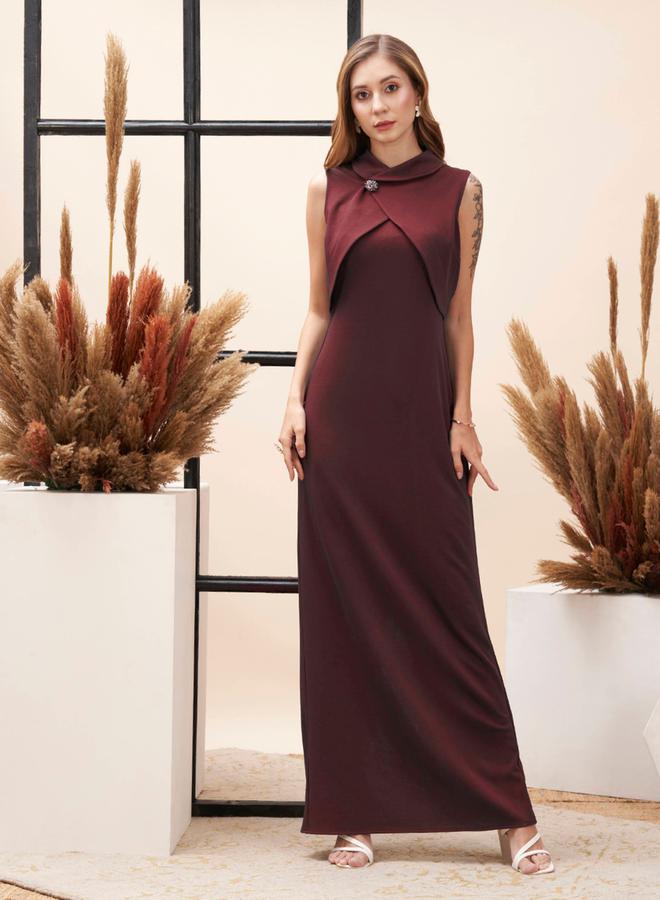 ميش فستان ماكسي بدون أكمام بتفاصيل ياقة ملفوفة من ستايلي - Image 4