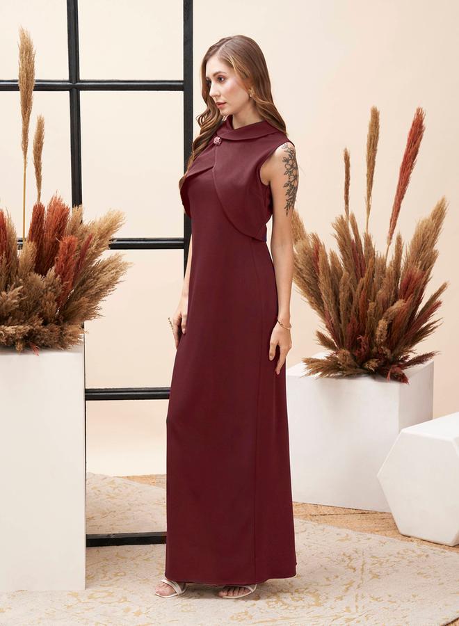 ميش فستان ماكسي بدون أكمام بتفاصيل ياقة ملفوفة من ستايلي - Image 5