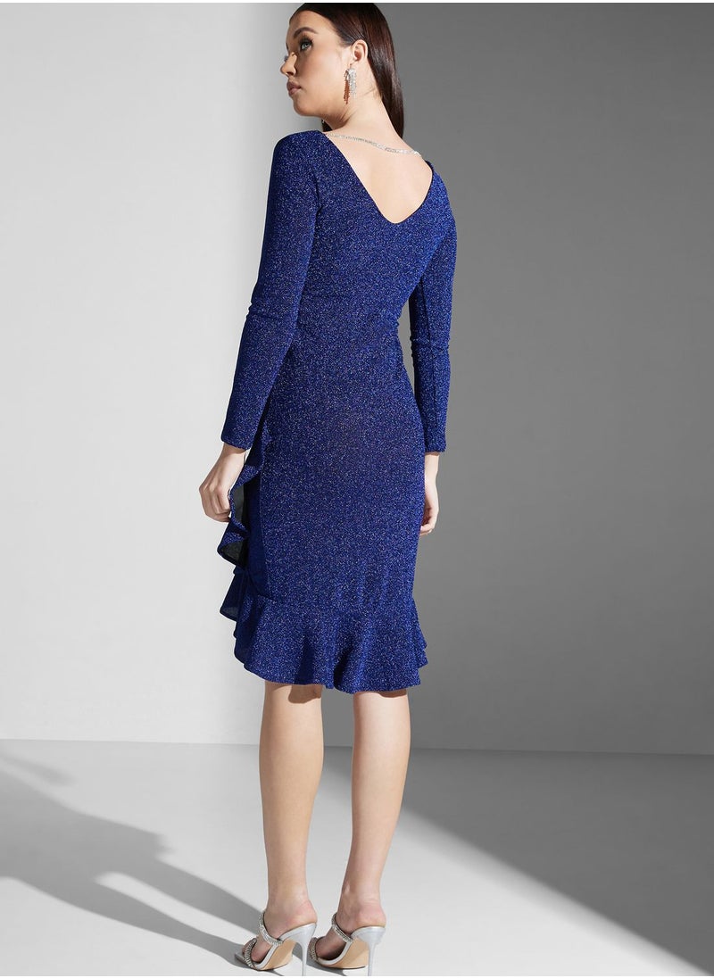 Ella Limited Edition - Ruffle Hem Shimmer Dress - Image 1