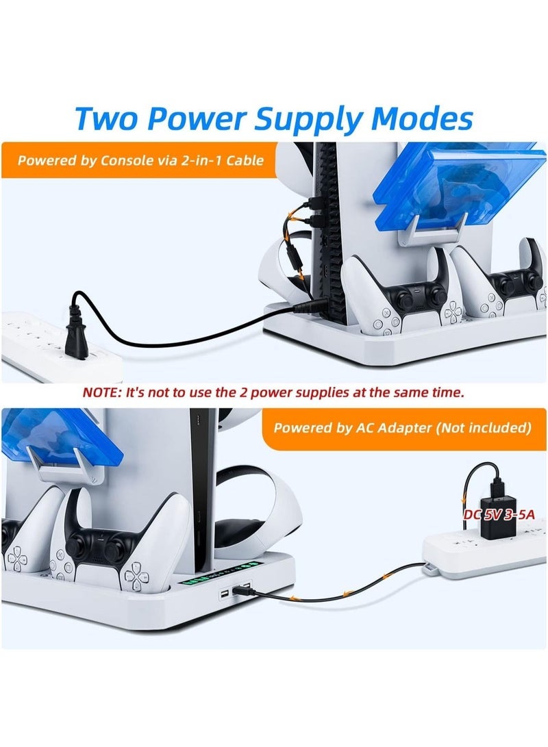 general PS5 Vertical Cooling Stand with Controller Charging Station for PS VR2/PS5, PS VR2 Headset Holder, 8 Game Discs Storage, Cooling Fan Stand for PS5 Console, Controller Charger for PS VR2/PS5 - Image 2