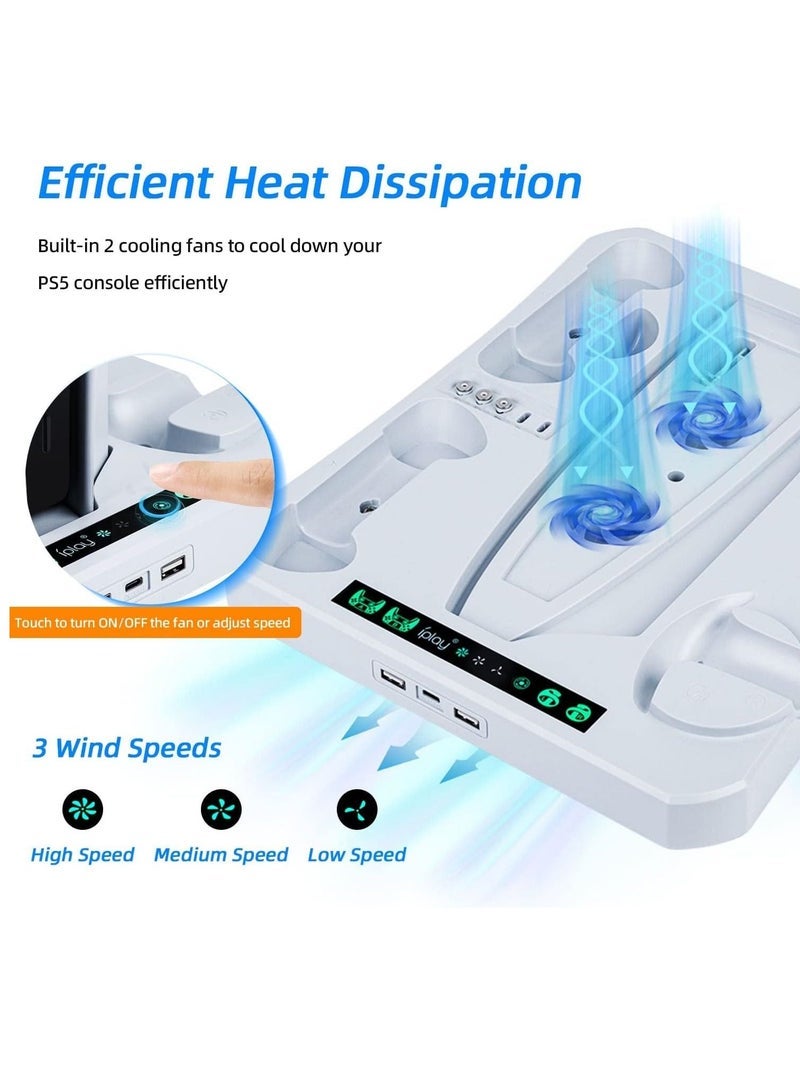 general PS5 Vertical Cooling Stand with Controller Charging Station for PS VR2/PS5, PS VR2 Headset Holder, 8 Game Discs Storage, Cooling Fan Stand for PS5 Console, Controller Charger for PS VR2/PS5 - Image 3