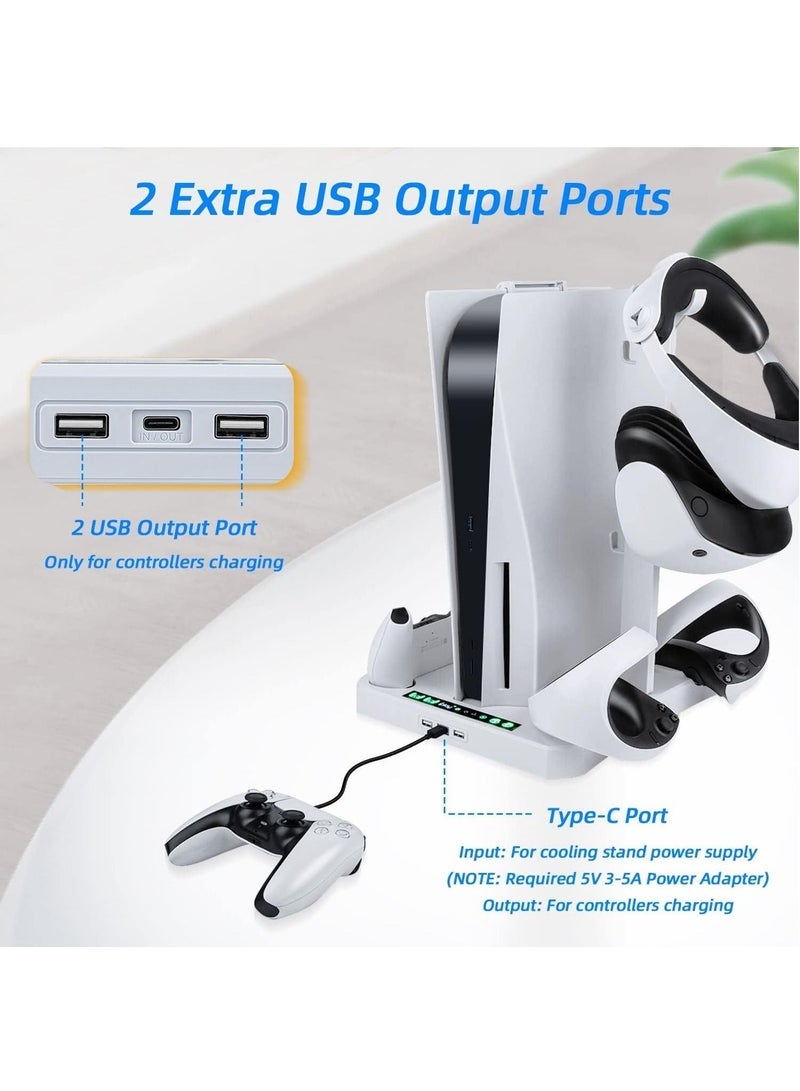 general PS5 Vertical Cooling Stand with Controller Charging Station for PS VR2/PS5, PS VR2 Headset Holder, 8 Game Discs Storage, Cooling Fan Stand for PS5 Console, Controller Charger for PS VR2/PS5 - Image 5