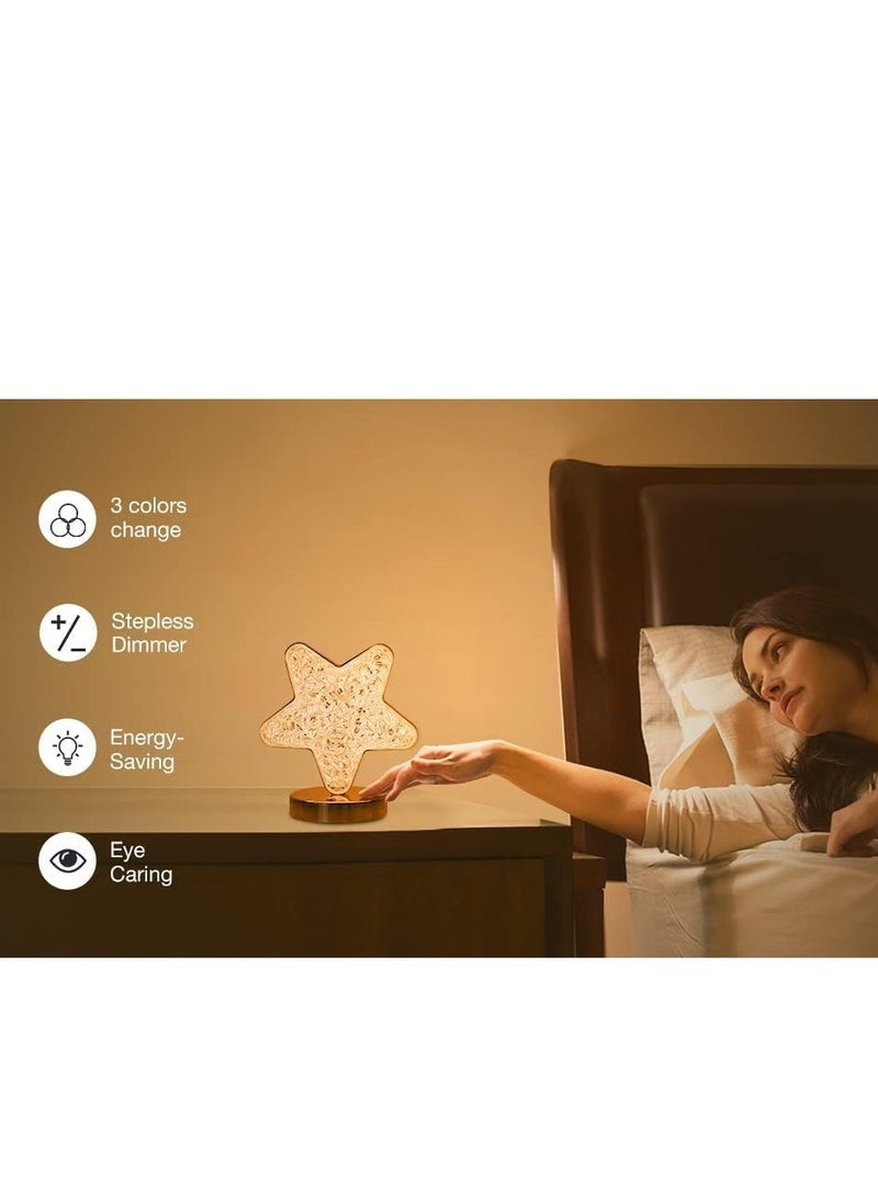 Generic - Table Lamp Star Shaped Crystal Lamp Decorative Table Lamp Mini LED Night Light Touch Sensor Color Change Modes - Image 1