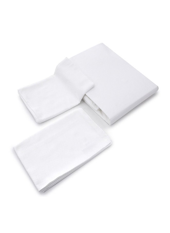MEHALLA - MEHALLA Fitted Sheet Set - Square Sateen  - Single White-100% Egyptian cotton - Image 1