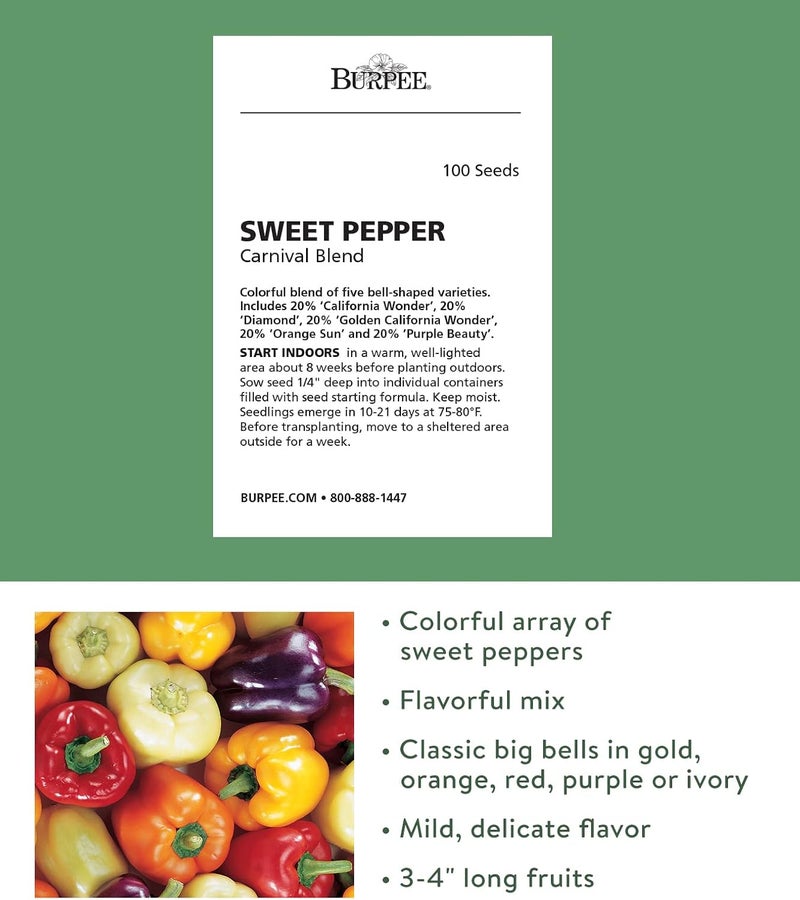Burpee بذور فلفل حلو مزيج كرنفال من بيربي 100 بذور - Image 2