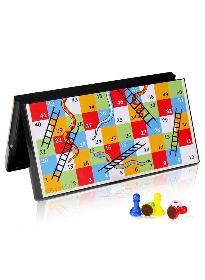 KIDAMI Magnetic Snakes And Ladders Game Set With Storage Box, Folding Design And Light-Weight, Gift For Kids And Adults. - Image 1