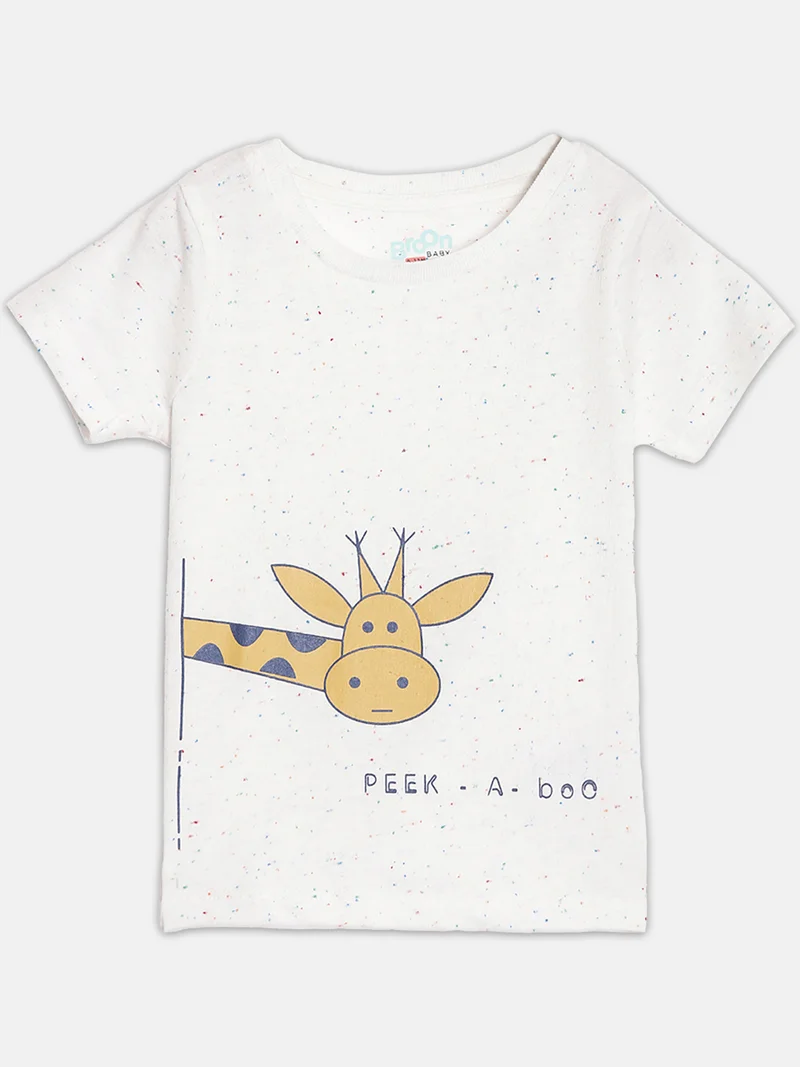 Broon Broon Infant Boys White and Grey Printed Organic Cotton T-shirt with Shorts Set