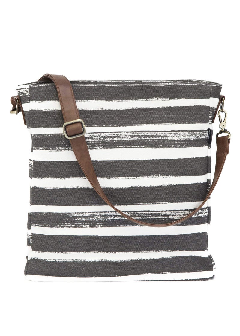 Maika Crossbody Sling, Stripes Charcoal - Image 1