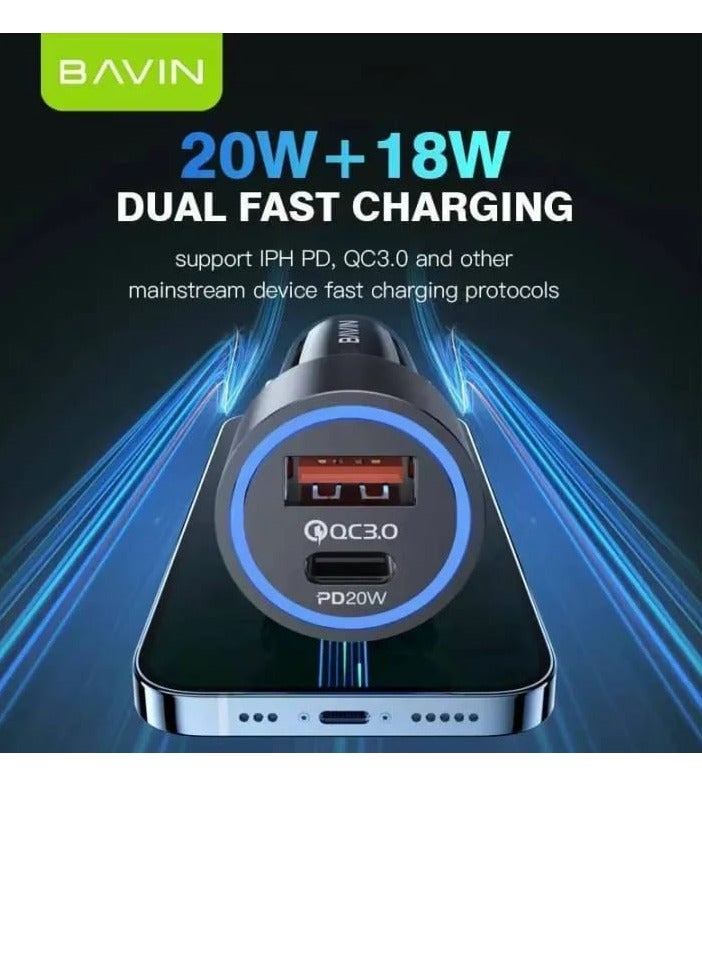 Bavin PC926 Car Charger With18W USB Port And 20W Type-C Port Supports Fast Charging - Image 5