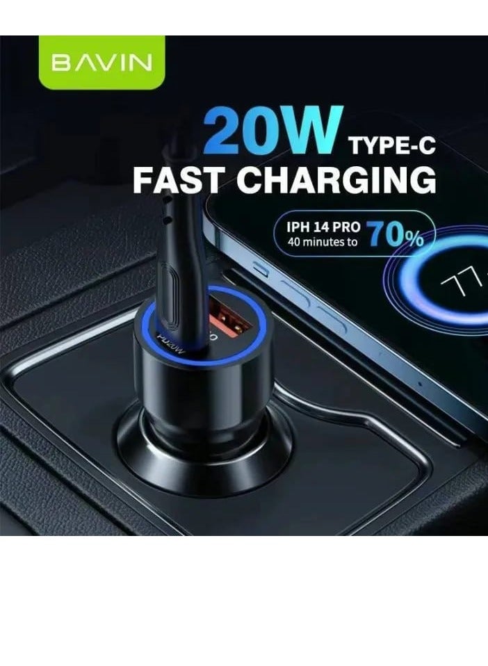 Bavin PC926 Car Charger With18W USB Port And 20W Type-C Port Supports Fast Charging - Image 4