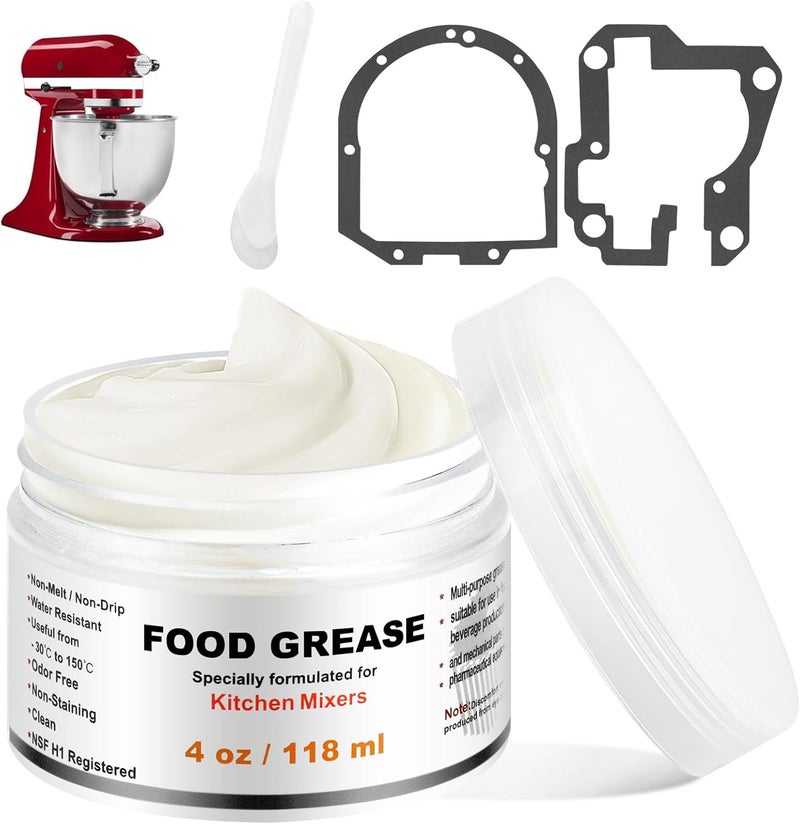 KitchenKipper 4Oz Food Grade Grease for Kitchenaid Stand Mixer with Gasket & Spatula - Image 1