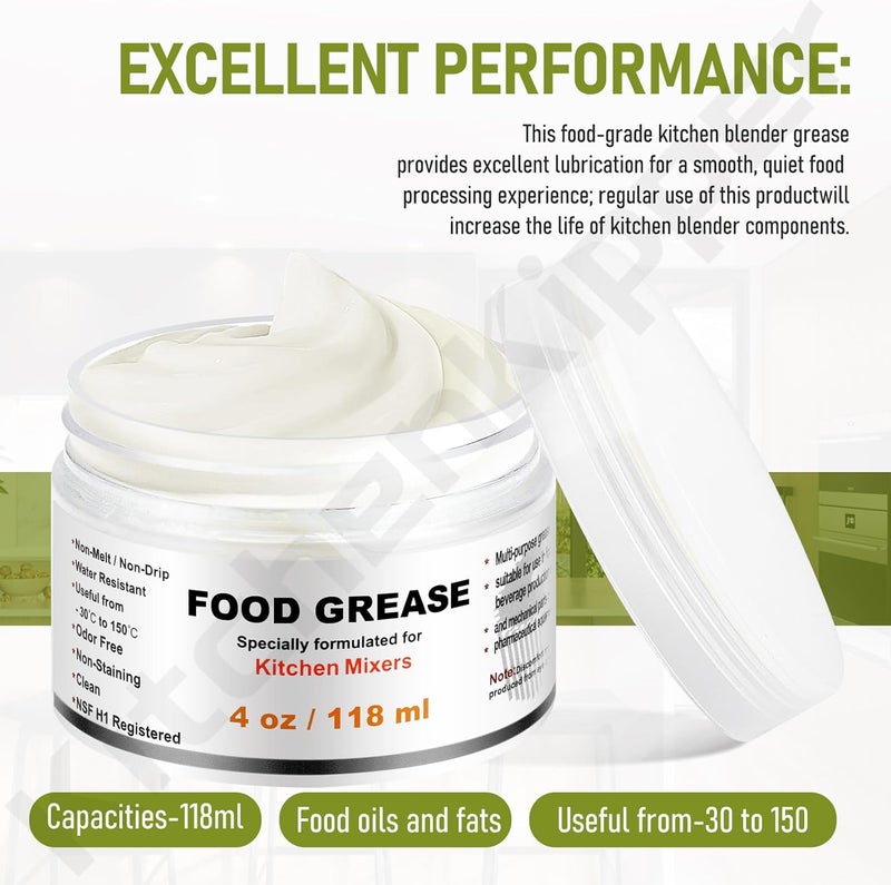 KitchenKipper 4Oz Food Grade Grease for Kitchenaid Stand Mixer with Gasket & Spatula - Image 2