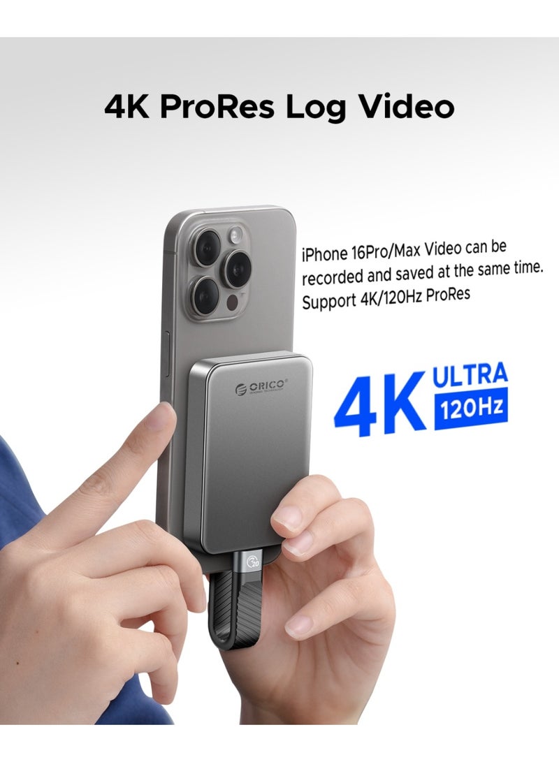 أوريكو ORICO 1TB مغنطيسي خارجي SSD، 4K ProRes HDR Record and Stor، محمول الحالة الصلبة محرك، متوافق مع USB-C الهاتف الذكي، سرعة نقل الكمبيوتر تصل إلى 200 ميغابايت/ثانية -K5PLUS - Image 4