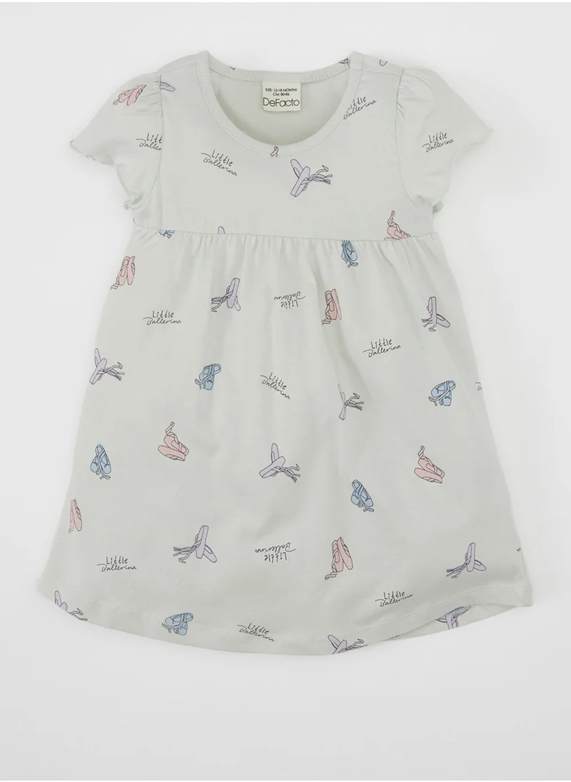 DeFacto Ballerina Print Short Sleeve Cotton Pajama Set