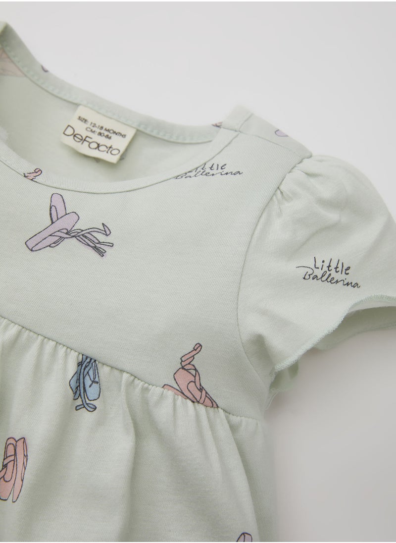 DeFacto Ballerina Print Short Sleeve Cotton Pajama Set  - Image 3