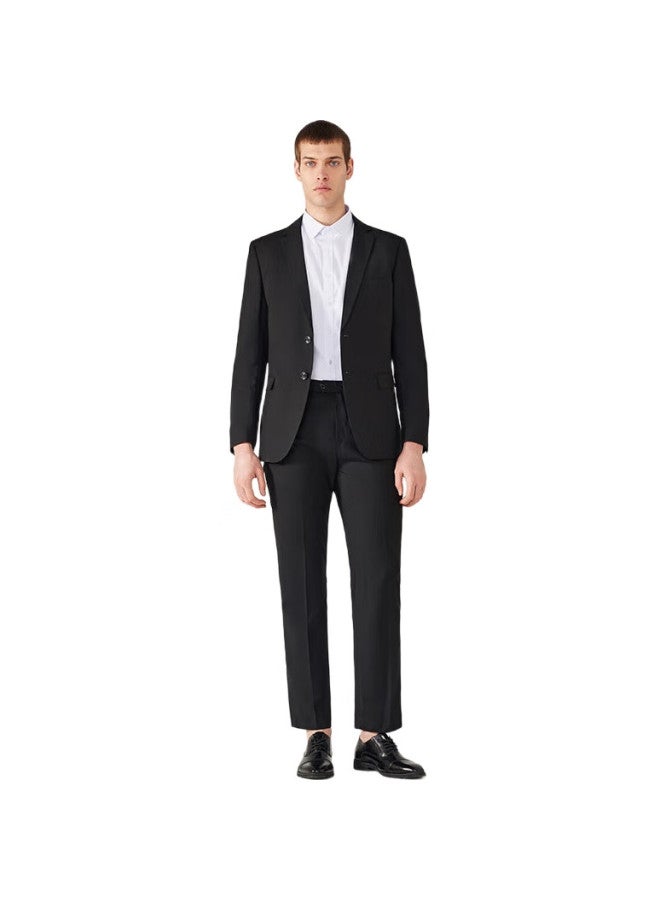 ROMON Suit Set For Men, Small Suit Jacket, Professional Formal Wear, Slim Fit Casual Groomsman Suit, Black 6Xl - Image 3