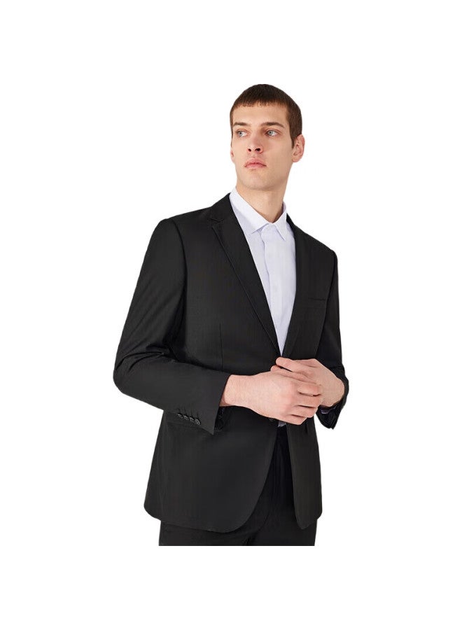 ROMON Suit Set For Men, Small Suit Jacket, Professional Formal Wear, Slim Fit Casual Groomsman Suit, Black 6Xl - Image 1