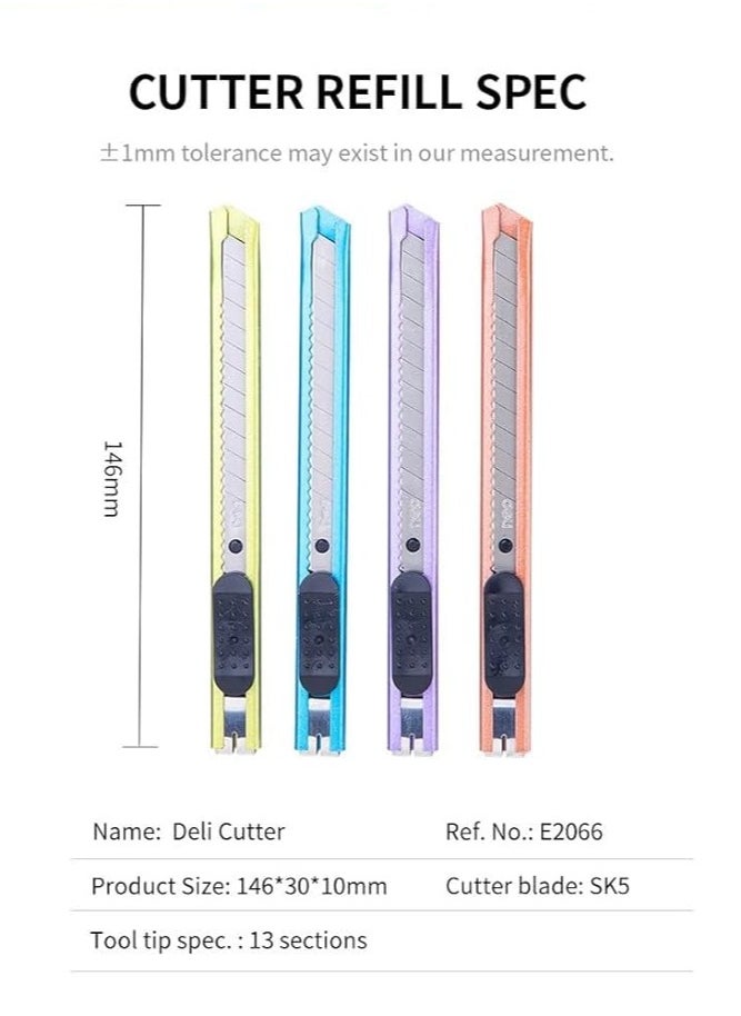 Deli Deli 4-pieces E2066 Paper Cutter with 13 Snap off Blades, Assorted  - Image 3