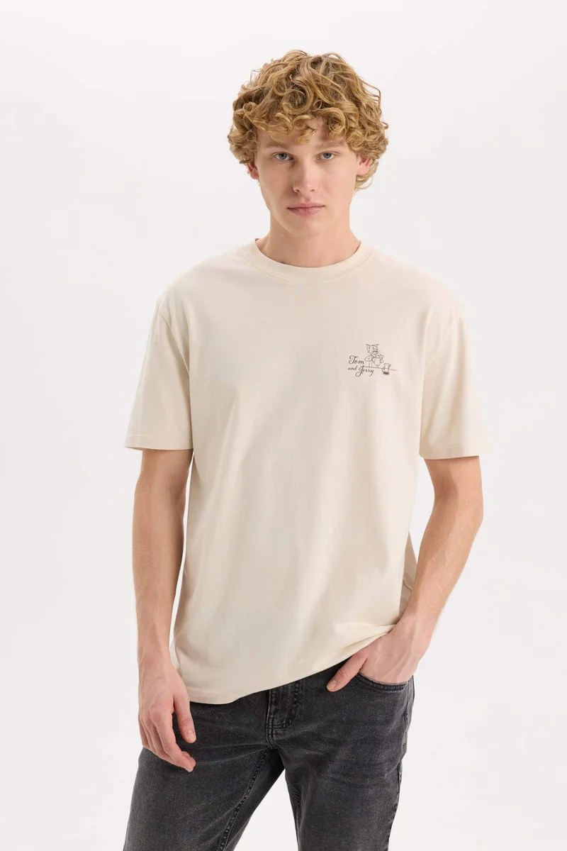 DeFacto Tom &amp; Jerry Licensed Regular Fit Crew Neck Printed Short Sleeve T-Shirt