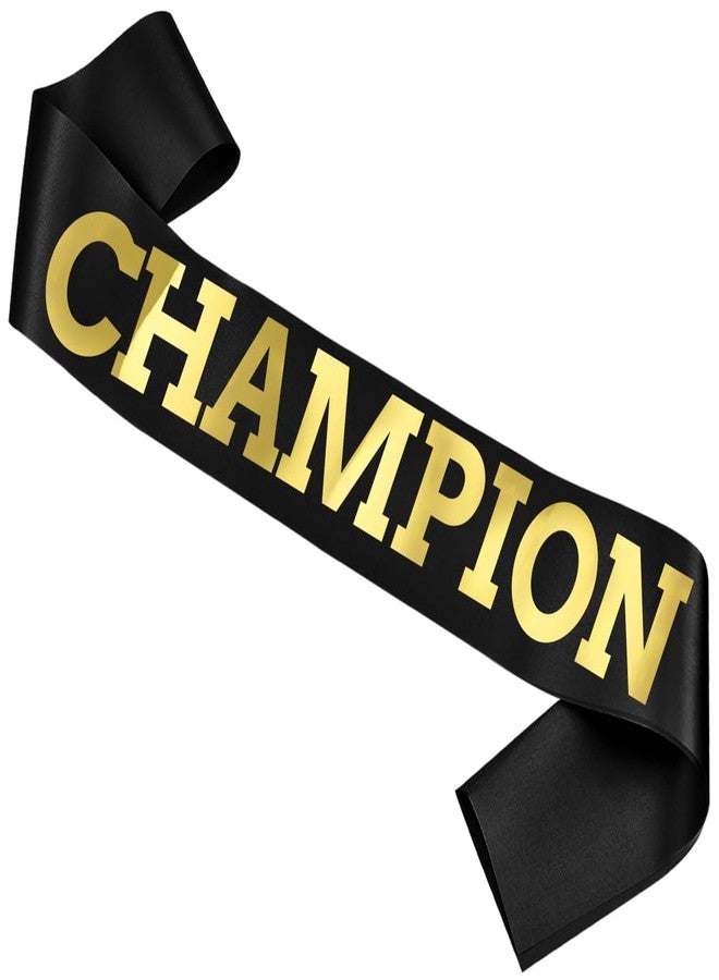 وشاح ساتان فاخر من CHAMPION، أسود وذهبي، مثالي للاحتفال بأناقة في الحفلات والمسابقات والفعاليات الرياضية. وشاح الجائزة الكبرى للمركز الأول، شريط نصر CHAMP، أشرطة تقدير فاخرة للفصول الدراسية، أسود. - Image 1
