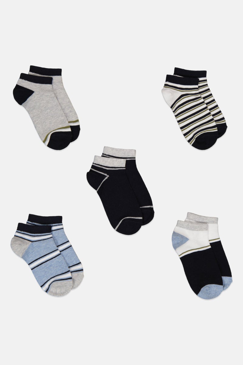 Joe Boxer جوارب كاحل للأولاد 5 أزواج مخططة، متعددة الألوان - Image 2